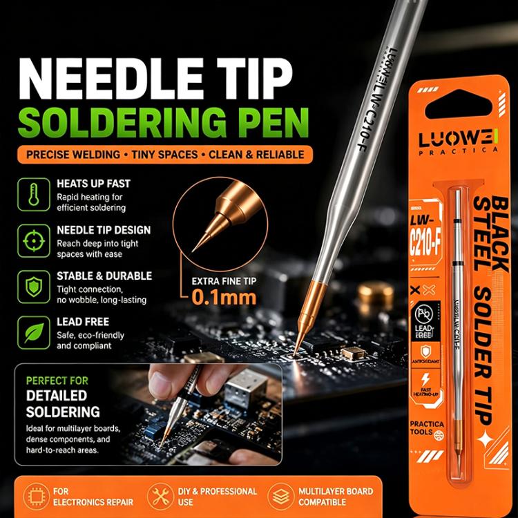 Needle tip soldering pen and orange blister package for LW-C210-F
