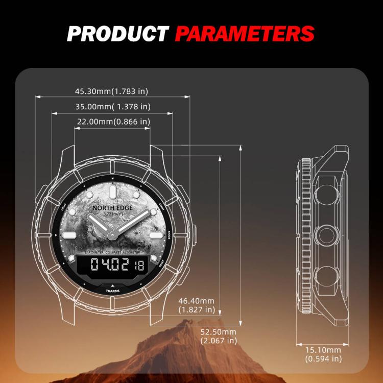 NORTH EDGE THARSIS Martian Style 5ATM Luminous Outdoor Electronic Watch