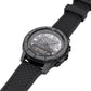 Rugged black smartwatch with textured strap and oversized round watch face