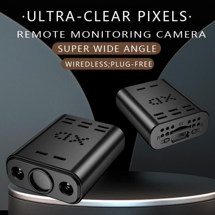 Black wide-angle mini monitoring camera with dual lenses and top vent pattern