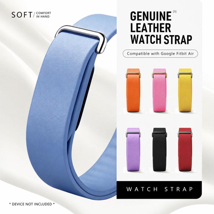 Solid Color PU Leather Loop Watch Band, For Google Fitbit Air