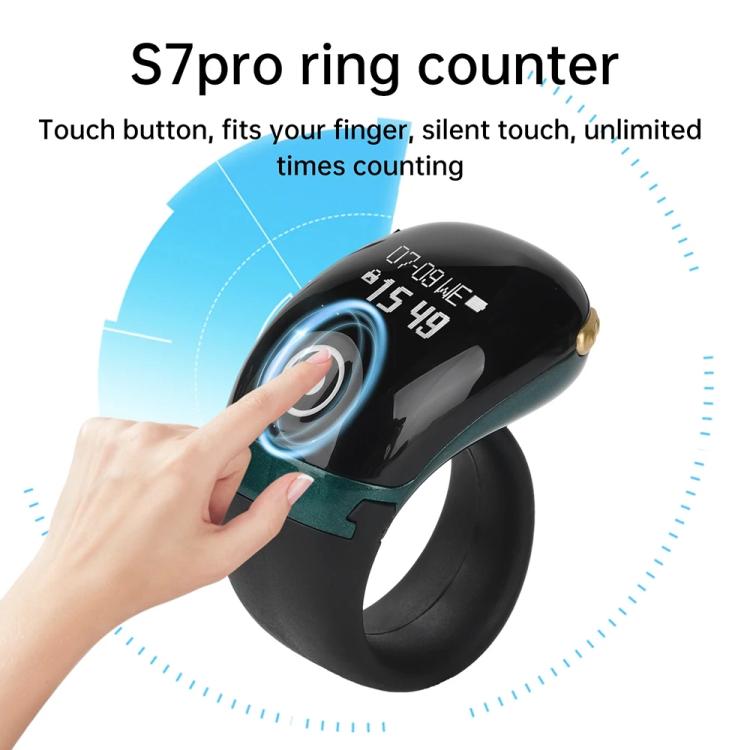 S7 Pro Adjustable Size Touch Smart Bluetooth Prayer Ring Counter, S7 Pro (Black), S7 Pro (Green), S7 Pro (Rose Gold)