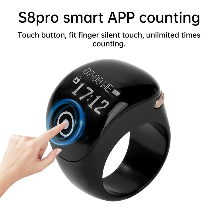 S8 Pro Adjustable Size Touch Smart Bluetooth Prayer Ring Counter, S8 Pro (Black), S8 Pro (Green), S8 Pro (Rose Gold)