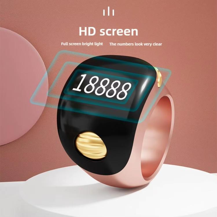 Rose smart prayer ring counter with HD screen showing 18888
