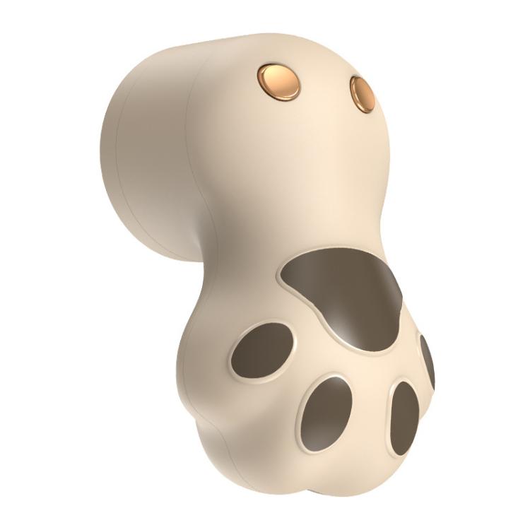 Khaki-yellow electric lint remover with cat paw-shaped head and safety cutouts