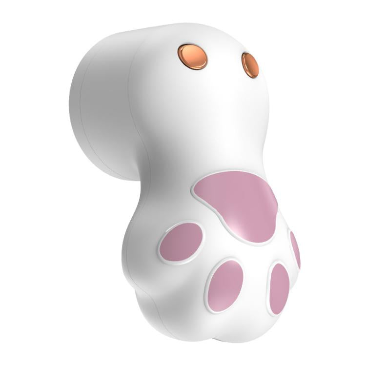 White electric lint remover with cat paw-shaped head and pink fabric-cut openings