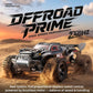 1:18 scale 4WD brushless RC car with black body, red accents, chunky tires, and roof air scoop