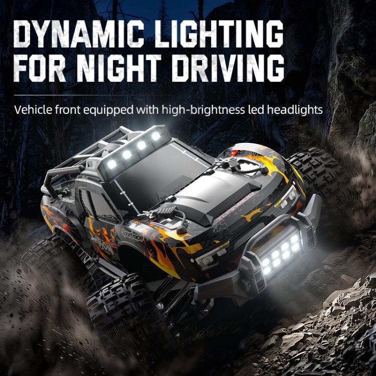 1:18 scale 4WD brushless RC car with bright LED headlights and four-wheel off-road tires