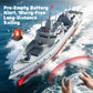 Gray and red water-spray RC battleship with handheld remote control, 2.4GHz model