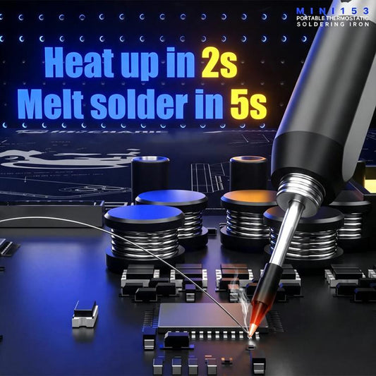 Thermostatic soldering iron tip heating near stacked solder parts