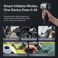 2-in-1 handheld car vacuum and tire inflator with multiple nozzles for inflation modes