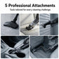 Handheld car vacuum cleaner with five tool attachments for car, upholstery, and vents