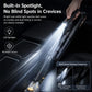 Handheld car vacuum cleaner with built-in LED spotlight for dark crevice cleaning