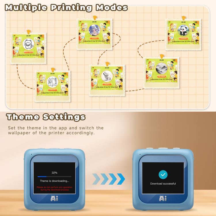 B6 AI Intelligent Kids Printer with 2.8-inch Screen