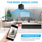 Black mini cube Wi‑Fi camera with wide-angle lens aimed toward a room