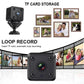 Black mini cube security camera with TF card loop recording setup