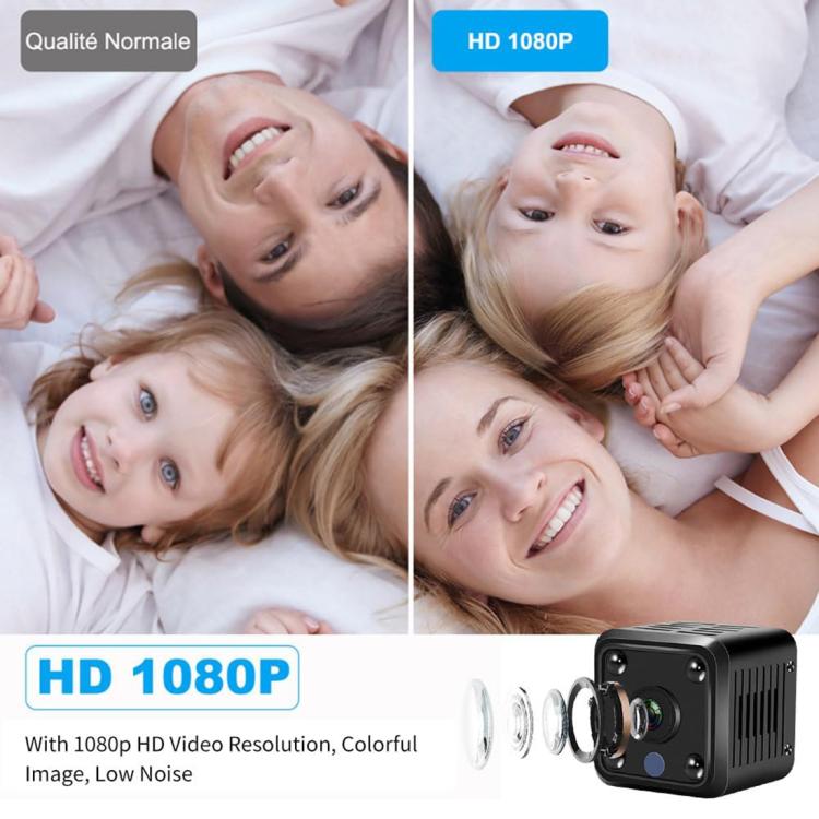 Black mini cube Wi‑Fi camera with 1080p HD video resolution