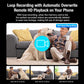 Wireless home security camera feature infographic with loop recording and phone playback