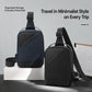 Men's crossbody bags in dark gray and black, each with front zipper compartment and strap