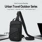 Black crossbody chest bag with front zip pocket and adjustable shoulder strap