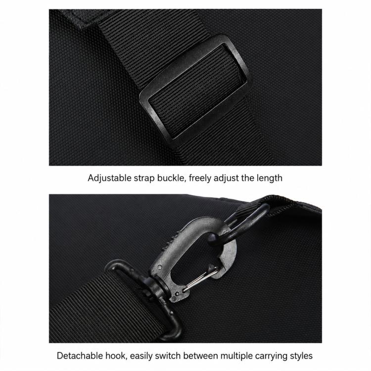 Crossbody chest bag strap hardware with adjustable buckle and detachable metal clip