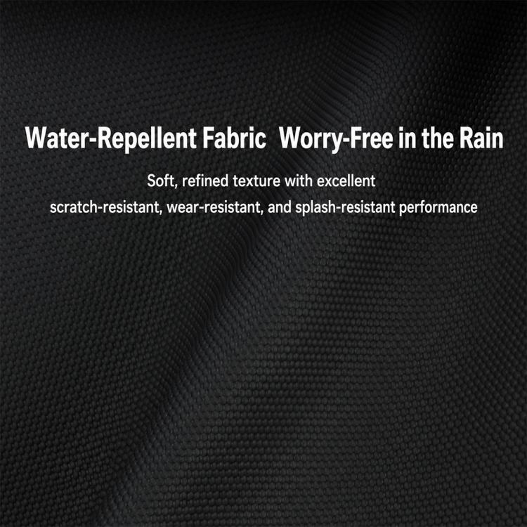 Close-up of black woven water-repellent fabric for crossbody chest bag