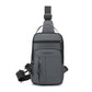 Men's dark gray crossbody chest bag with adjustable strap and front zipper compartments