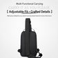 Men's black chest crossbody bag with adjustable strap and slim side profile