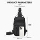 Men's black chest crossbody bag with adjustable strap and front pocket fit for smartphone