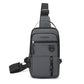 Grey men crossbody chest bag with adjustable strap and front zip pockets