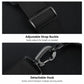 Black crossbody strap buckle and detachable hook hardware for adjusting fit