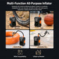 SUITU portable dual-screen electric tire inflator, black with orange accents