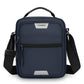 Men’s large crossbody bag in navy blue, with front zip pocket and adjustable shoulder strap