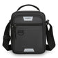 Men's dark crossbody bag with front zip pocket and adjustable shoulder strap