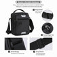 Men's black crossbody bag with sturdy hardware and wide adjustable shoulder strap