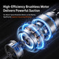 Handheld vacuum with motor airflow swirl effect on black-and-silver body