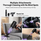 Handheld car vacuum cleaner with black nozzle set and crevice tool attachments
