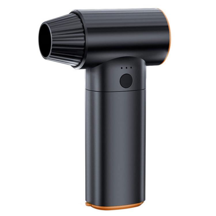 Handheld turbo air blower with black body and orange base trim