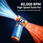 Handheld turbo air blower with transparent fan housing and orange outlet