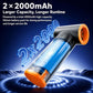 Handheld turbo air blower with orange outlet ring and blue energy airflow