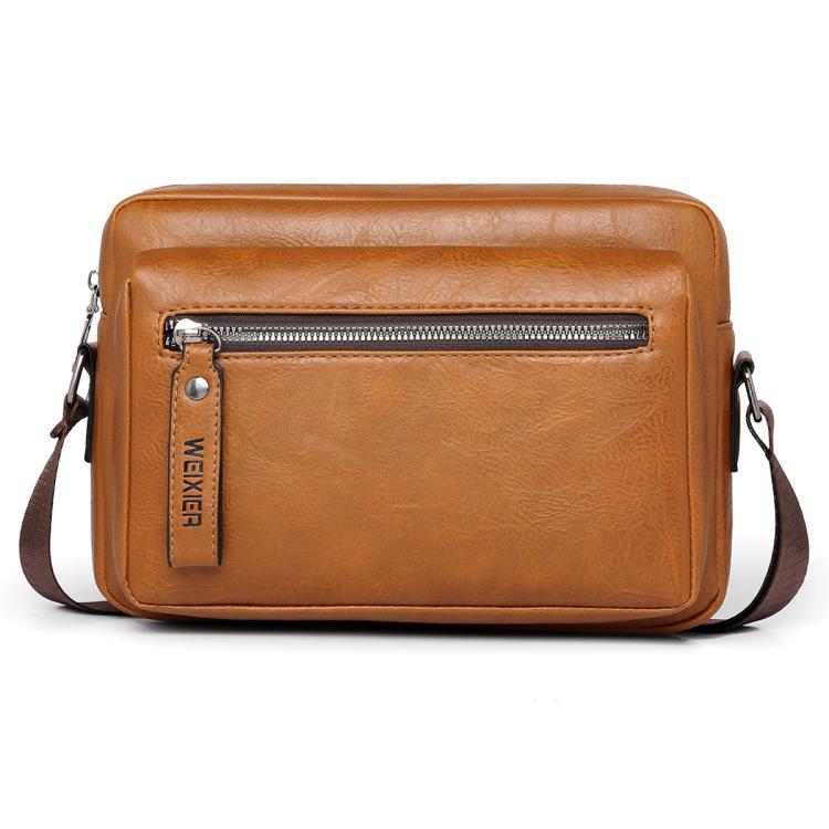 WEIXIER D1225 Men Retro PU Leather Waterproof Shoulder Crossbody Bag