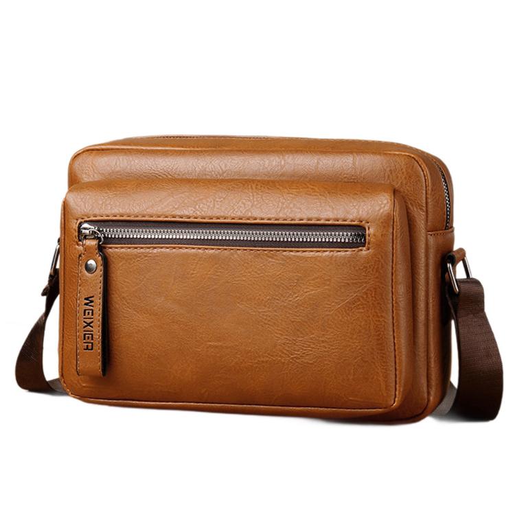 WEIXIER D1225 Men Retro PU Leather Waterproof Shoulder Crossbody Bag