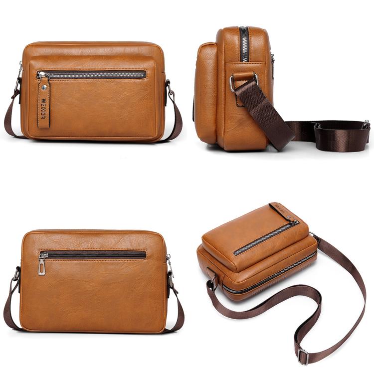 WEIXIER D1225 Men Retro PU Leather Waterproof Shoulder Crossbody Bag