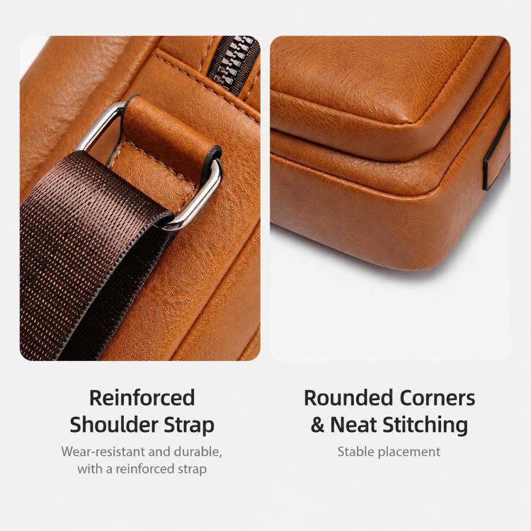 WEIXIER D1225 Men Retro PU Leather Waterproof Shoulder Crossbody Bag