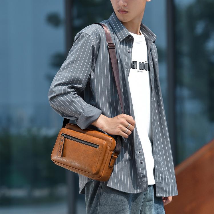 WEIXIER D1225 Men Retro PU Leather Waterproof Shoulder Crossbody Bag