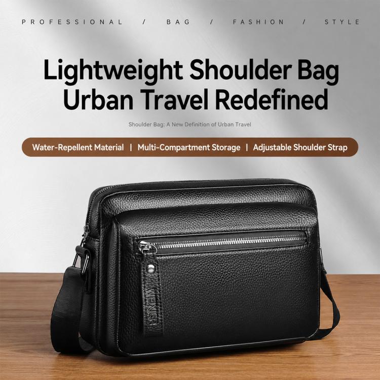 WEIXIER D1228 Retro Lychee Texture Waterproof Large Capacity Shoulder Crossbody Bag