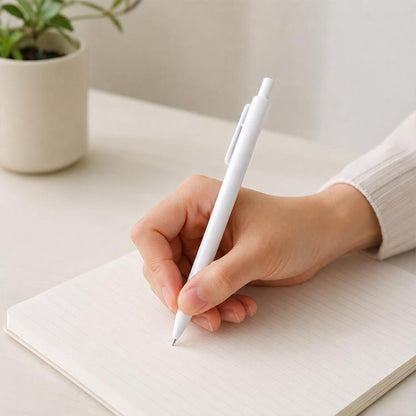 10 PCS/Pack Retractable Minimalist White Ballpoint Pen, 1.0mm Bullet Tip