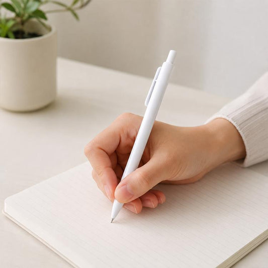 10 PCS/Pack Retractable Minimalist White Ballpoint Pen, 1.0mm Bullet Tip