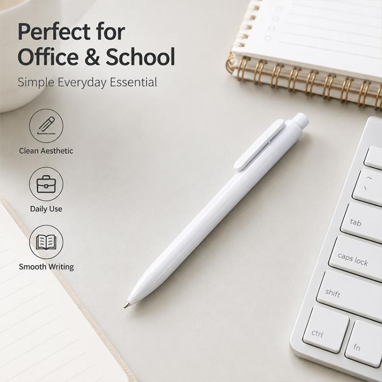 10 PCS/Pack Retractable Minimalist White Ballpoint Pen, 1.0mm Bullet Tip