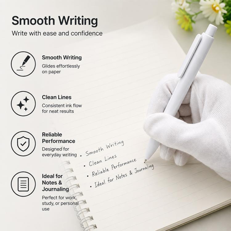 10 PCS/Pack Retractable Minimalist White Ballpoint Pen, 0.7mm Bullet Tip